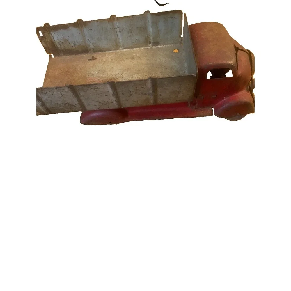 VTG 1930's Marx Steel Original Dump truck Wooden Wheels Missing Back Wheels-Rare